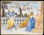 Two young women one playing the organ and one dancing 1630 Reproduction