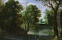 Landscape with a river and sportsmen shooting ducks Reproduction