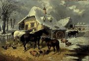 A Farmyard in Winter Reproduction