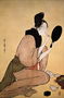 Courtesan applying lip rouge Reproduction