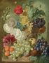 A Still Life With Hollyhocks, Poppies, An Anemone, Other Flowers And White-Currants In A Terracotta Vase Reproduction