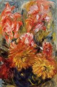 Gladiolas In A Blue Vase Reproduction