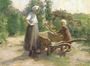 Helping mother in the garden Reproduction