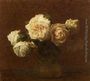 Yellow Pink Roses in a Glass Vase Reproduction