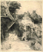 St. Jerome Reading in an Italian Landscape Reproduction
